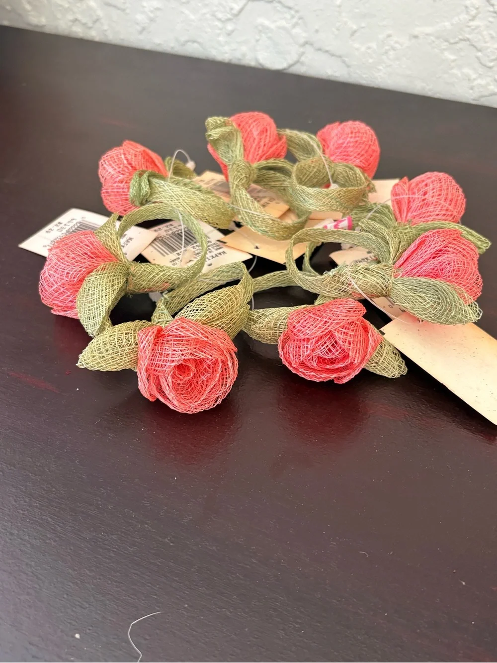 Sears, Roebuck & Co Vintage Floral Rose Napkin Rings set of 8